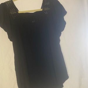 Old navy black top crochet like neckline